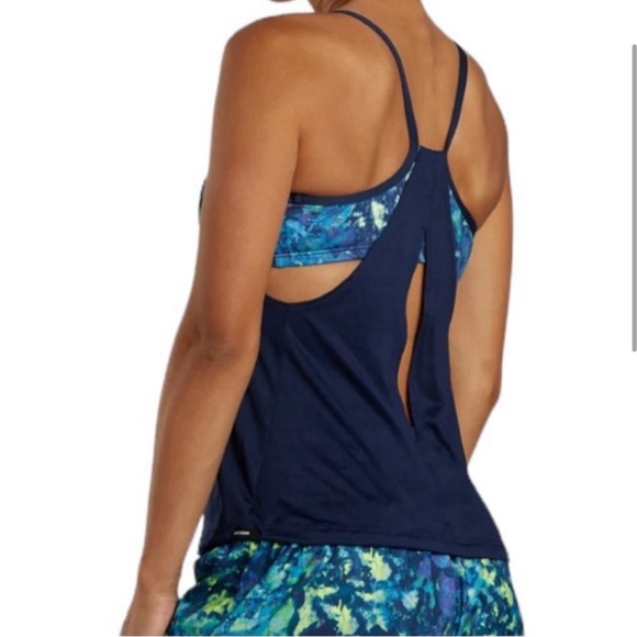 NEW Nike Women’s Earth Dye Layered Tankini Swim Top in Midnight Navy Size Small - Picture 15 of 16